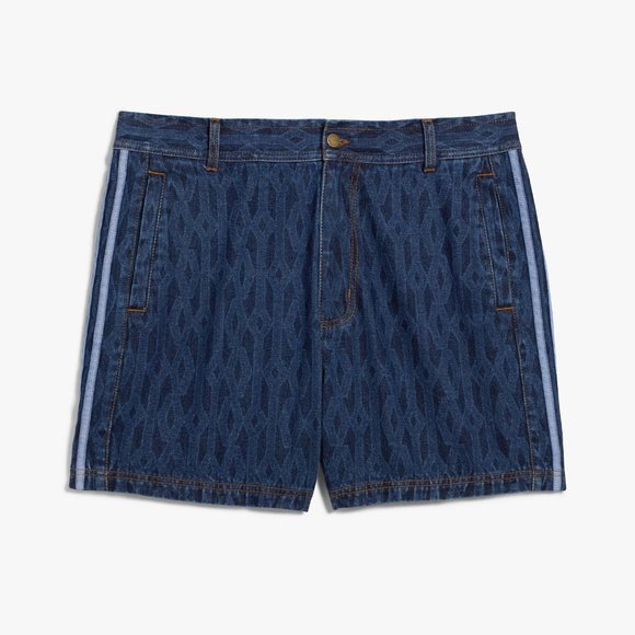 Adidas Women's Ivy Park Dark Blue Ivy Monogram Denim Shorts H61702 - Picture 6 of 7